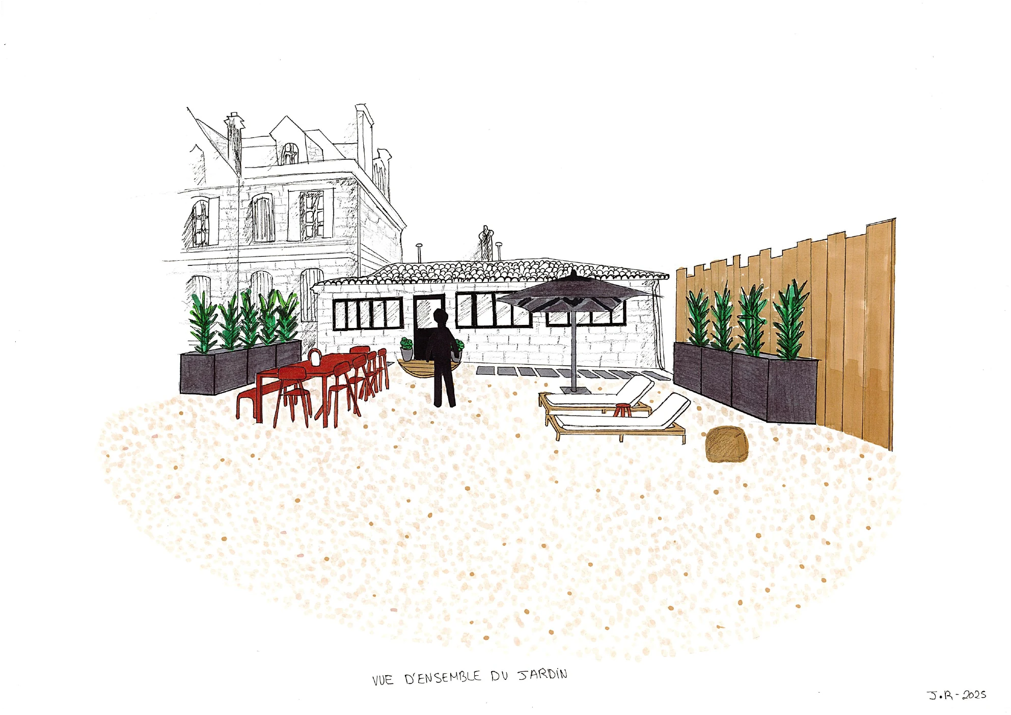 Perspective extérieure dessinée à la main